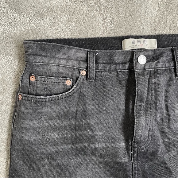 Free People We The Free Black Relaxed & Destroyed Denim Mini Skirt NWT Size 28 - Picture 8 of 10